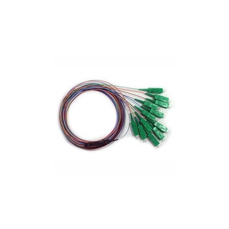 Cable Wholesale 12 Strand Fiber Ribbon Pigtail, 9/125 Singlemode(Green Boot), SC/APC, 3 meters 15F2-20012